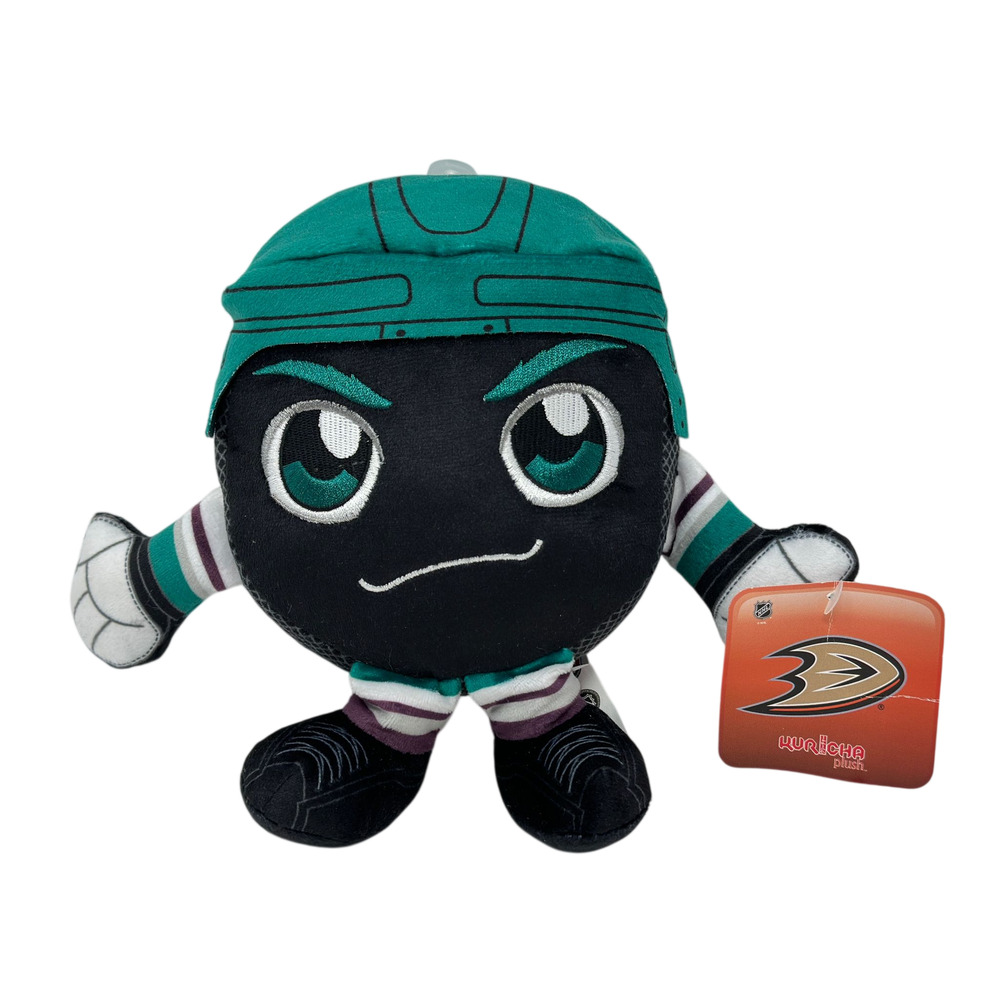 Anaheim Ducks Bleacher Creature Hockey Puck Plush NHL Teal Black 8in Kuricha NWT